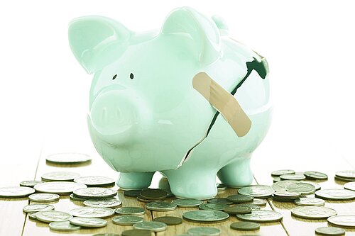 Broken piggy bank.