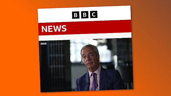Screenshot showing Nigel Farage on BBC website
